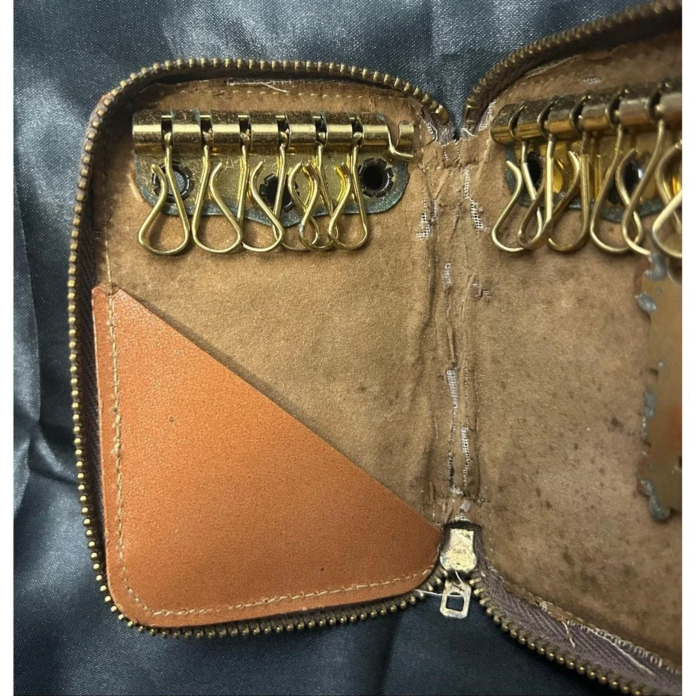 Vintage Kent Leather Key Case Removable Swivel Hooks Original Insert Card & Key